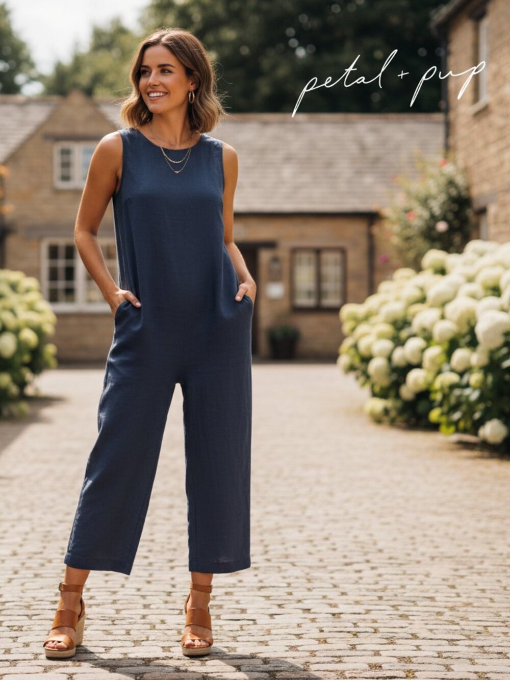 Petal & Pup Yardlee Jumpsuit Blue Size 10 Wide Leg Dressy Casual